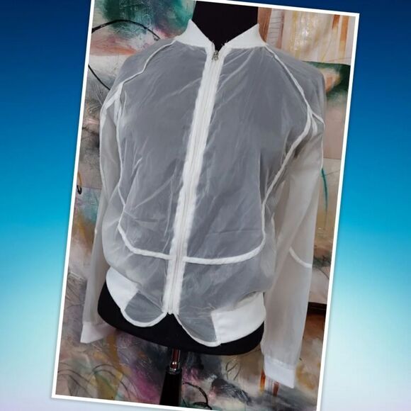 Ambiance white transparent full zip jacket size medium - Picture 1 of 4
